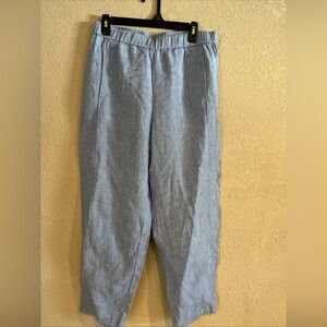 Eileen Fisher Women’s Small Blue Pants Elastic waist Pockets Linen